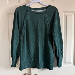 GAP Nursing Side Snaps Dark Green Buttoned Sweatshirt size XS